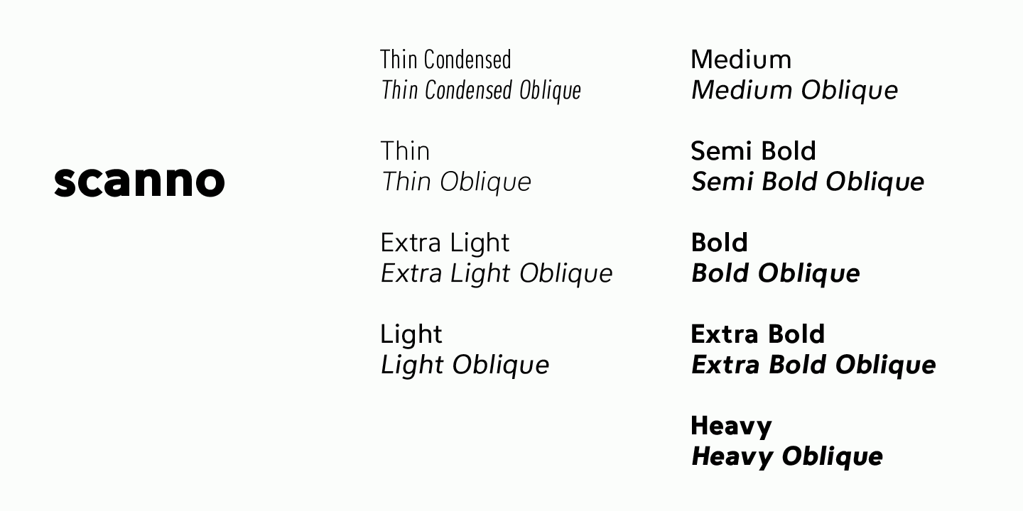 Przykład czcionki Scanno Light Oblique